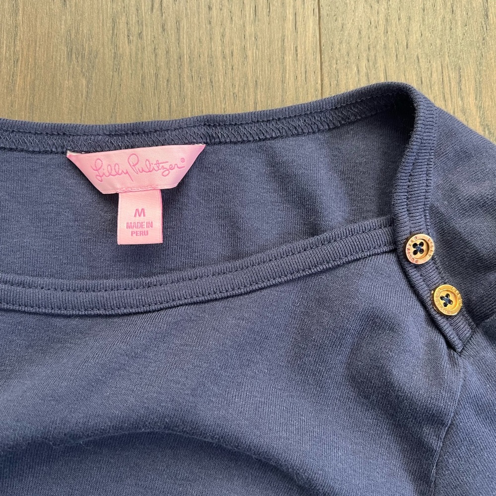 Lilly Pulitzer Boatneck Button Shoulder Top - Picture 4 of 4